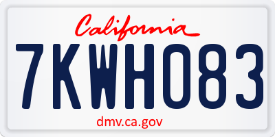 CA license plate 7KWH083