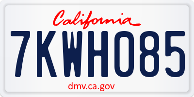 CA license plate 7KWH085