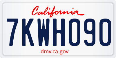 CA license plate 7KWH090
