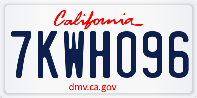 CA license plate 7KWH096