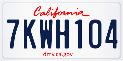 CA license plate 7KWH104