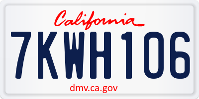 CA license plate 7KWH106