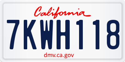 CA license plate 7KWH118