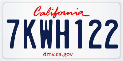 CA license plate 7KWH122