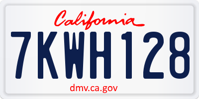 CA license plate 7KWH128