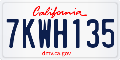 CA license plate 7KWH135
