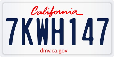 CA license plate 7KWH147