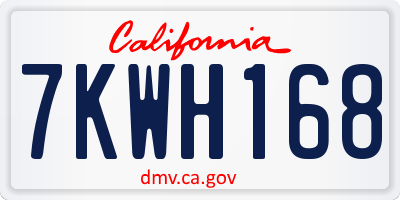 CA license plate 7KWH168