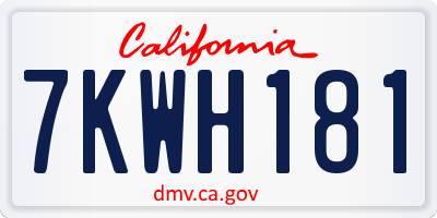 CA license plate 7KWH181