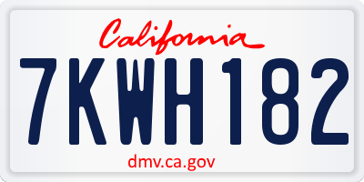 CA license plate 7KWH182