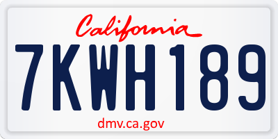 CA license plate 7KWH189