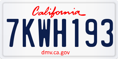 CA license plate 7KWH193