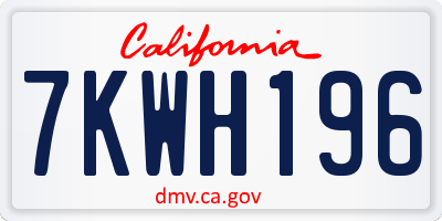 CA license plate 7KWH196