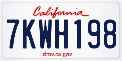 CA license plate 7KWH198