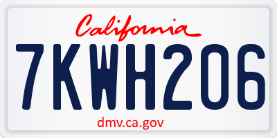 CA license plate 7KWH206