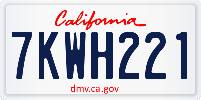 CA license plate 7KWH221
