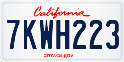 CA license plate 7KWH223