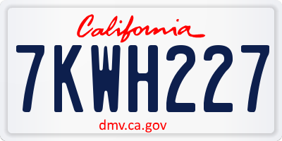 CA license plate 7KWH227