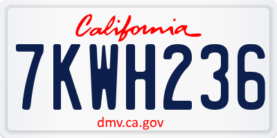 CA license plate 7KWH236