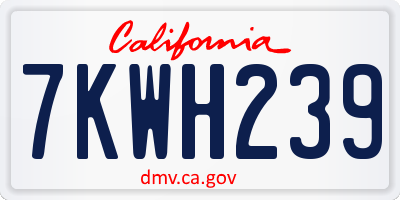 CA license plate 7KWH239
