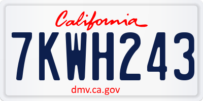 CA license plate 7KWH243