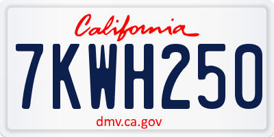 CA license plate 7KWH250
