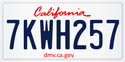 CA license plate 7KWH257