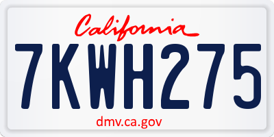 CA license plate 7KWH275