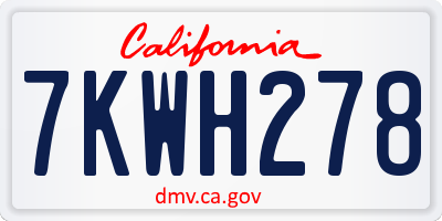 CA license plate 7KWH278