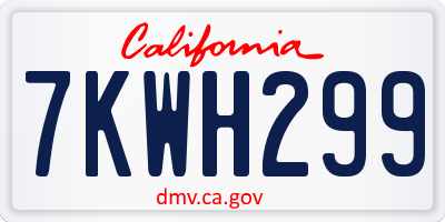 CA license plate 7KWH299