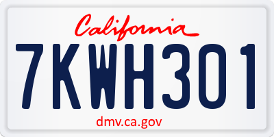CA license plate 7KWH301