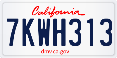 CA license plate 7KWH313