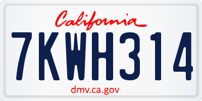 CA license plate 7KWH314