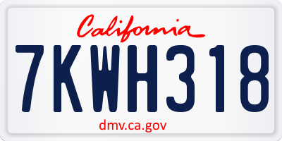 CA license plate 7KWH318