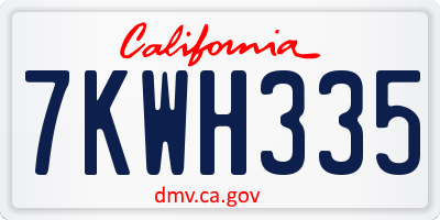 CA license plate 7KWH335