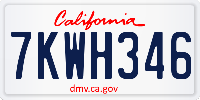 CA license plate 7KWH346