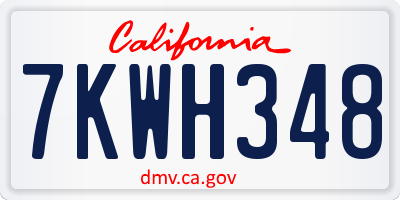 CA license plate 7KWH348