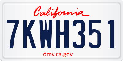 CA license plate 7KWH351