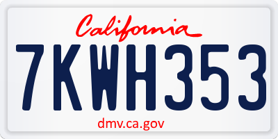 CA license plate 7KWH353