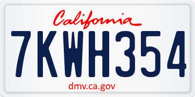 CA license plate 7KWH354