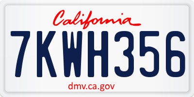 CA license plate 7KWH356