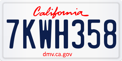 CA license plate 7KWH358