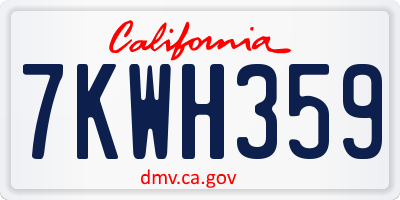 CA license plate 7KWH359