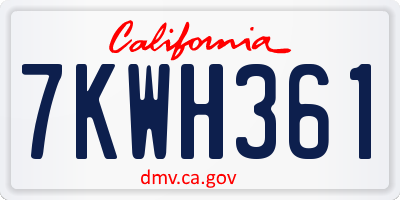 CA license plate 7KWH361
