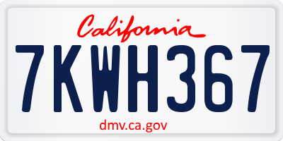 CA license plate 7KWH367