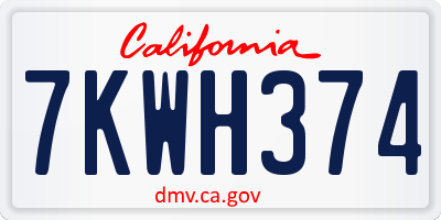 CA license plate 7KWH374