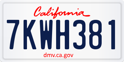 CA license plate 7KWH381