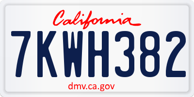 CA license plate 7KWH382