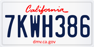 CA license plate 7KWH386
