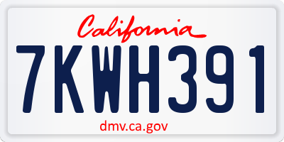 CA license plate 7KWH391